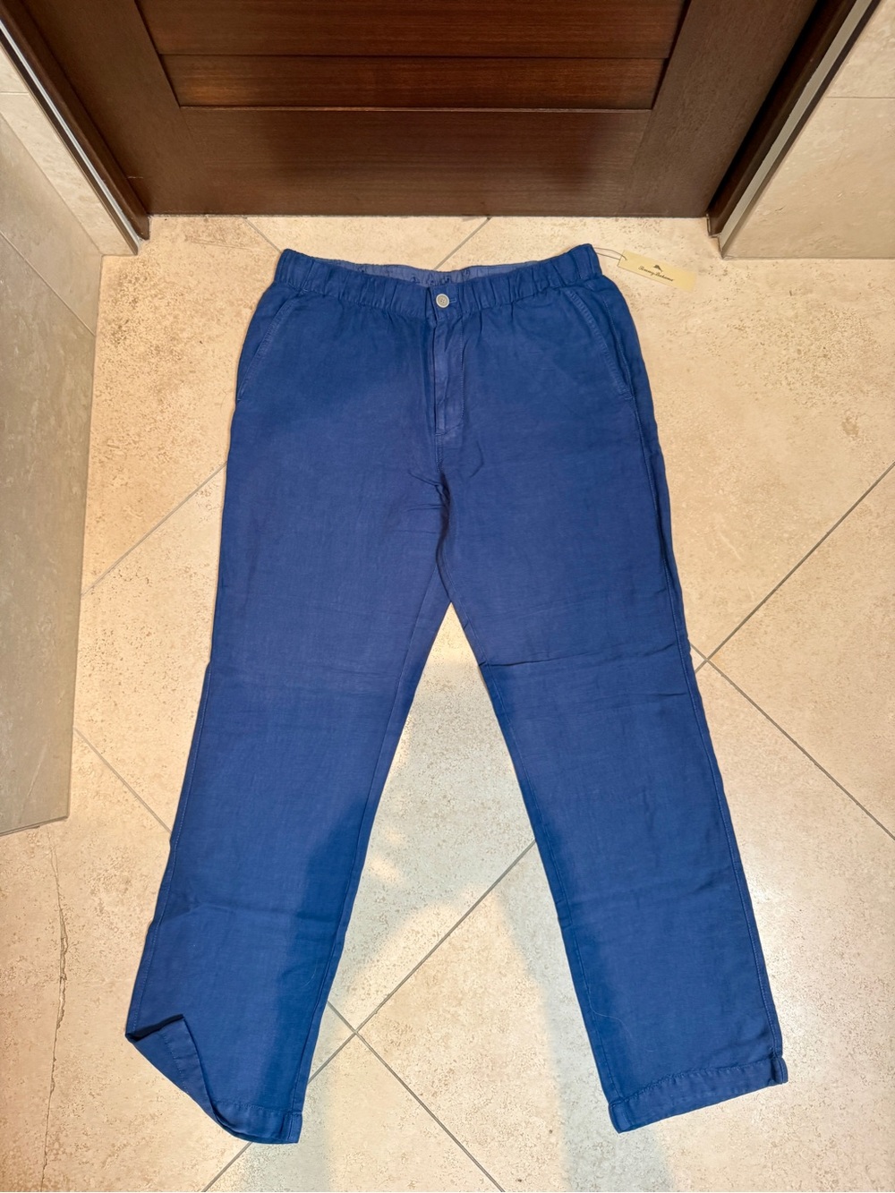 MEN’S NWT Tommy Bahama Tropical Linen Blend Pull-On Pants Blue Size Large